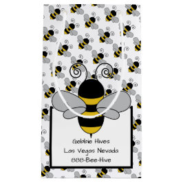 テキストブロックを持つ蜂の蜂蜜の蜂 スモールペーパーバッグ