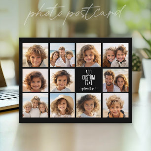 テキストブロック付きフォトコラージュ - 11枚の写真 2行 ポストカード