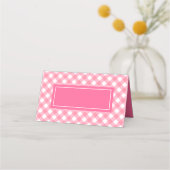 テキストベビーピンクギンガムパターンの追加 プレイスカード (正面)