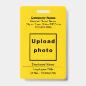テキストベースの従業員写真付き黄色バッジ バッジ (正面)