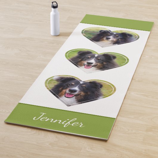 テキスト付きのカスタムハート型ペット写真テンプレート ヨガマット (インサイチュ)
