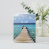 テキスト付きの青いポストカードにダイビング ポストカード (スタンド正面)