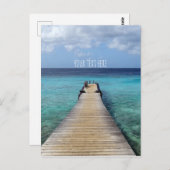 テキスト付きの青いポストカードにダイビング ポストカード (正面/裏面)