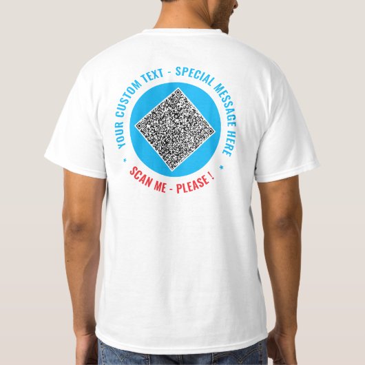 テキスト付きオリジナルQRコードTシャツの例 Tシャツ (裏面)