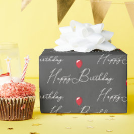 テキスト付き赤い誕生日バルーン ラッピングペーパー