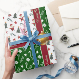 テキスト入りのかわいいクリスマス包装紙 ラッピングペーパー