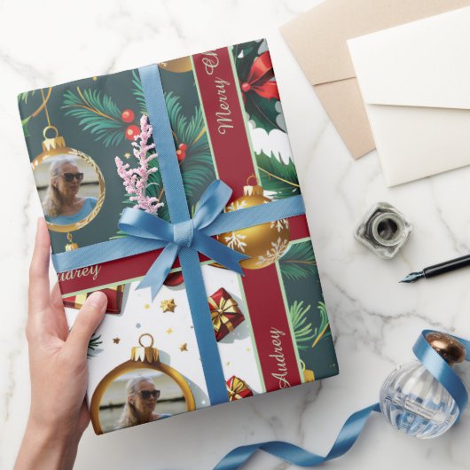 テキスト入りのかわいいクリスマス包装紙 ラッピングペーパー (ギフト)