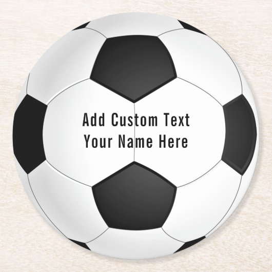 テキスト入りサッカーボール紙コースター ラウンドペーパーコースター (正面)