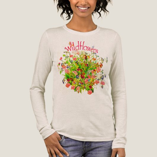 テキスト入り野の花のブーケ トライブレンドＴシャツ (正面)