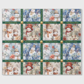 テキスト入り雪だるまクリスマス包装紙 ラッピングペーパー (フラット)