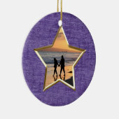 テキスト写真:紫色の星形の写真枠 セラミックオーナメント (右)