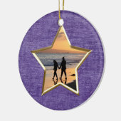 テキスト写真:紫色の星形の写真枠 セラミックオーナメント (左)