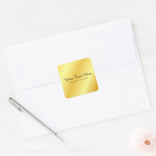 テキスト名の追加モノグラムスクリプトタイポグラフィ スクエアシール (封筒)