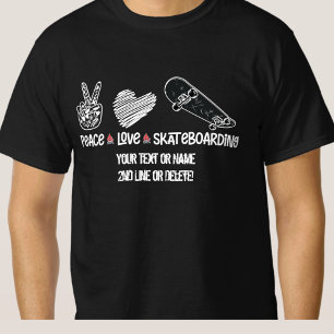 テキスト名の追加, Peace Love Skateboarding Tシャツ