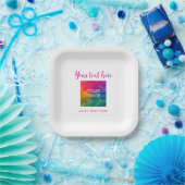 テキスト名写真画像はこちらピンク&ホワイト ペーパープレート (パーティー)