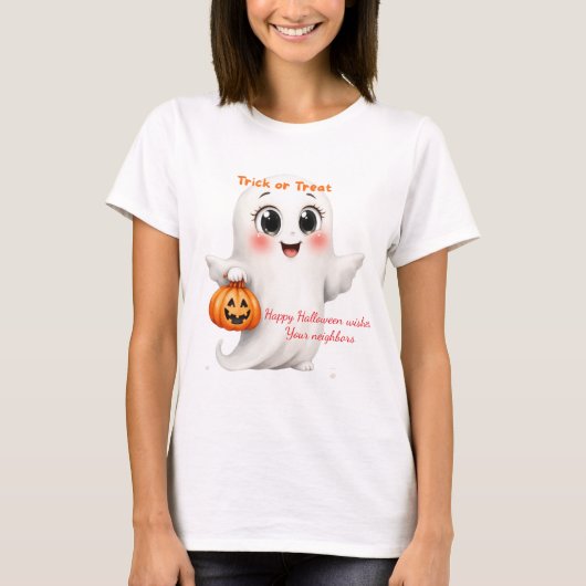 テキスト変更可能 かわいいTシャツ ハッピーハロウィン Tシャツ (正面)