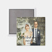 テキスト日付黒文字のカスタム結婚式写真 マグネット (正面/裏面)