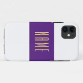 テキスト王室のの白ストライプ色の紫色の中央の Case-Mate iPhoneケース (裏面(横))
