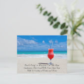 テキスト用のビーチテンプレートの熱帯飲料 案内ポストカード (スタンド正面)