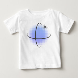 テキスト追加可能: レトロブルーアトミックドット ベビーTシャツ