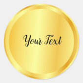 テキスト金ゴールドグラマフェイクー空白のテンプレートの追加 ラウンドシール (正面)