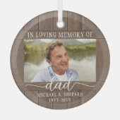 テキスト1枚 写真 記念 シンプル ラスティック 偽木 ガラスオーナメント (正面)