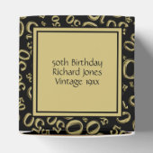 テキスト50番目の誕生日番号パターン金ゴールド/黒 フェイバーボックス (上部)