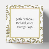 テキスト70番目の誕生日番号パターン金ゴールド/白 フェイバーボックス (上部)