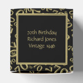 テキスト70番目の誕生日番号パターン黒/金ゴールド フェイバーボックス (上部)