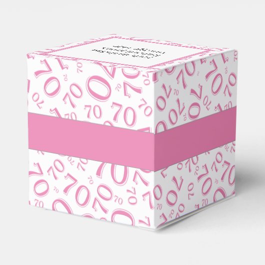 テキスト70番目の誕生日番号パターン(ピンク/白) フェイバーボックス (裏面サイド)