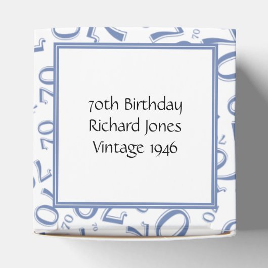 テキスト70番目の誕生日番号パターン(青/白) フェイバーボックス (上部)