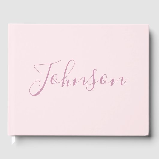 テキスト |エレガントなスクリプトと柔らかい赤面ピンク ゲストブック (正面)