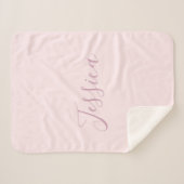 テキスト |エレガントなスクリプトと柔らかい赤面ピンク シェルパブランケット (正面(横))