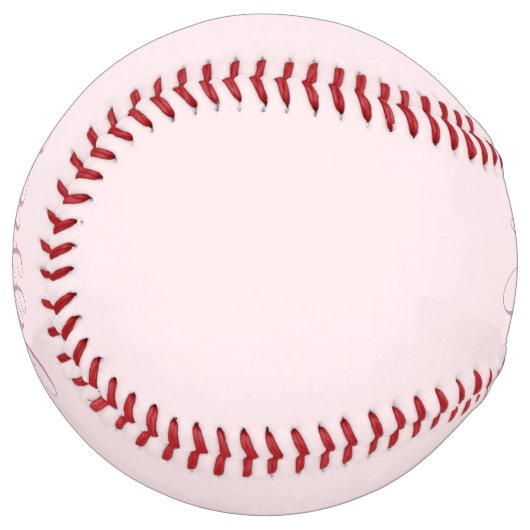 テキスト |エレガントなスクリプトと柔らかい赤面ピンク ソフトボール (正面左)