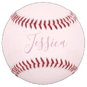 テキスト |エレガントなスクリプトと柔らかい赤面ピンク ソフトボール (裏面)
