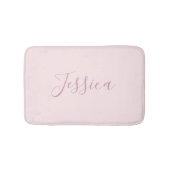 テキスト |エレガントなスクリプトと柔らかい赤面ピンク バスマット (正面)