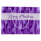 テキスト |エレガントクリスマスパープルフェイクサテン ラージペーパーバッグ (裏面)