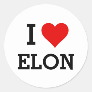テキスト/カラークラシック赤いハートI Love Elon ラウンドシール