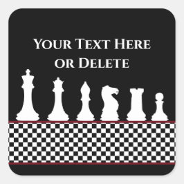 テキスト/カラーチェス盤の駒チェスのキングブラック スクエアシール