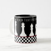 テキスト/カラーチェス盤の駒チェスのキングブラック ツートーンマグカップ (正面左)