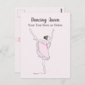 テキスト&カラー赤面のピンクバレエダンサー（ツトゥ） ポストカード (正面/裏面)