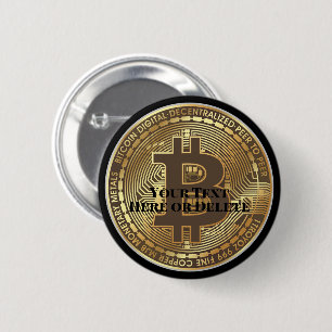 テキスト/カラー金ゴールドビットコイン暗号通貨マネー 缶バッジ