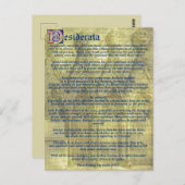 テキスト/カラー金ゴールド感動的デシデラタ詩 ポストカード (正面/裏面)