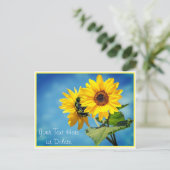 テキスト/カラー黄色のひまわりと青い空 ポストカード (スタンド正面)