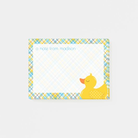 テキスト |ゴムダッキー（アヒルちゃん）プレイド ポストイット (正面)