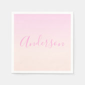 テキスト | スクリプエレガントト&ソフト赤面ピンクグラデーション スタンダードカクテルナプキン (正面)