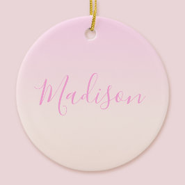 テキスト | スクリプエレガントト&ソフト赤面ピンクグラデーション セラミックオーナメント