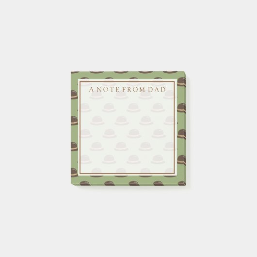 テキスト |ボウリングをする人、 クリケットの投手帽子ブラウン&グリーン ポストイット (正面)