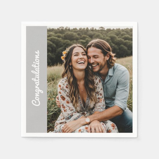 テキスト 写真 カスタム パーソナル エンゲージメント ペーパー ナプキン スタンダードカクテルナプキン (正面)