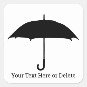 テキスト/色の雨天が黒い傘を開く スクエアシール